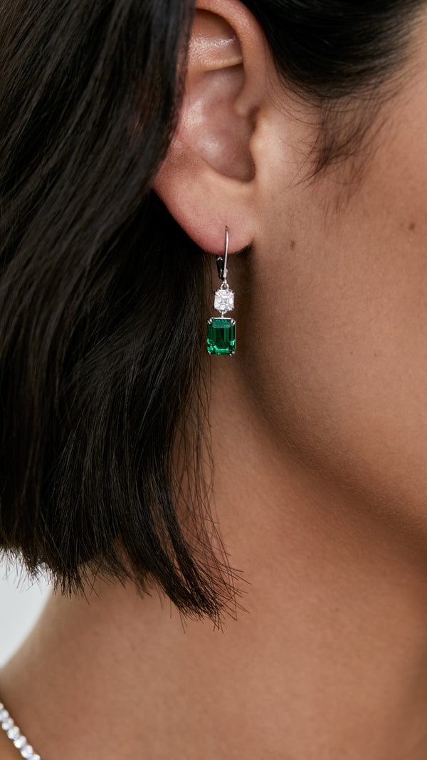 Shannon Emerald Green Earrings Sterling Silver