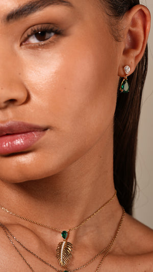 Arabella Emerald Green Earrings Gold Vermeil