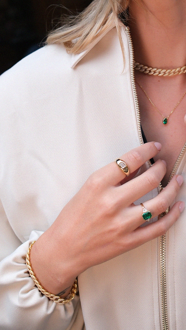 Alma Ring Emerald Gold Vermeil