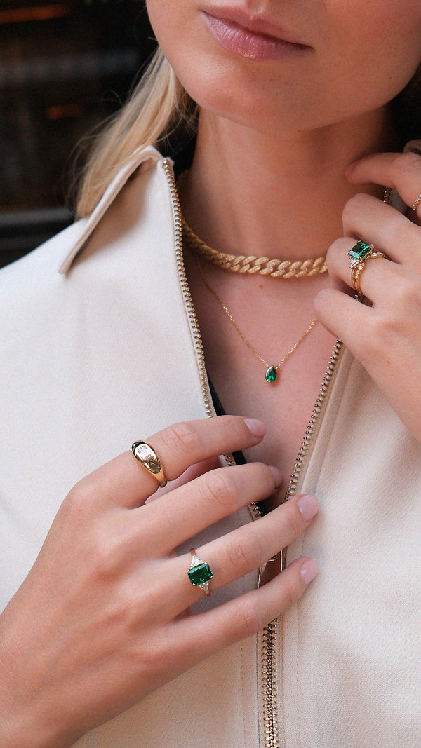 Alma Ring Emerald Gold Vermeil