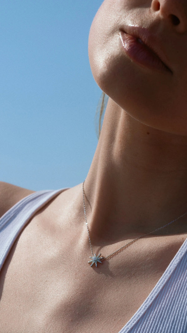Silver necklace for women with star motif