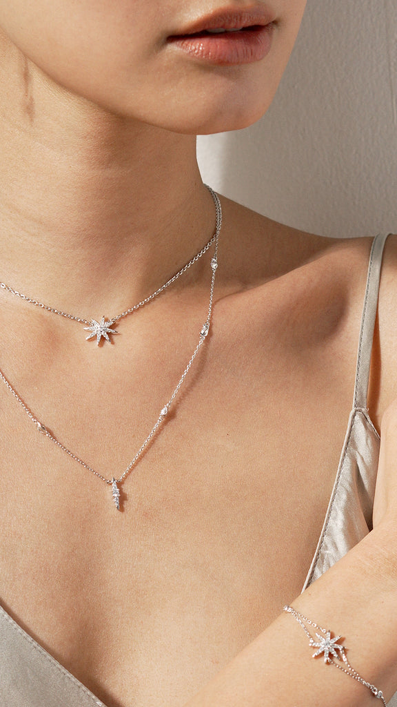 Stella – delicate silver choker necklace with crystal drop