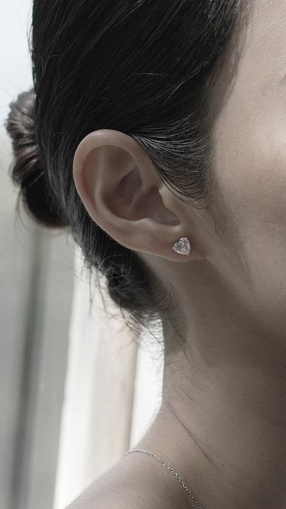 Camden Heart studs 1ct 9K White Gold by CARAT* LONDON