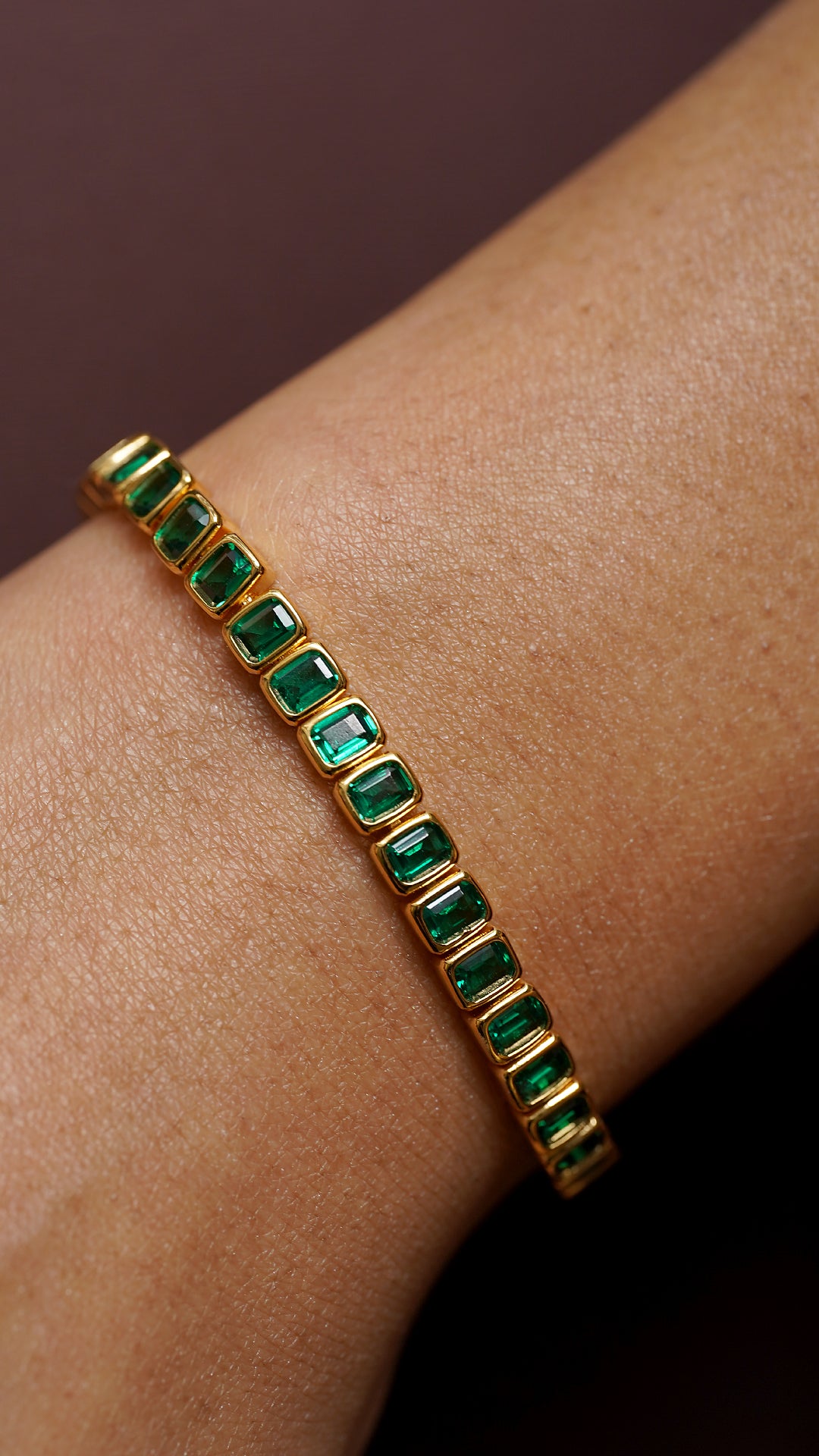 Cassidy Emerald Green Bracelet Gold Vermeil