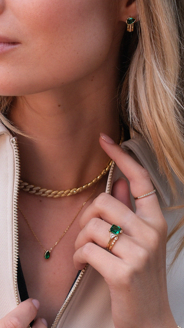 Chester Ring Emerald Gold Vermeil