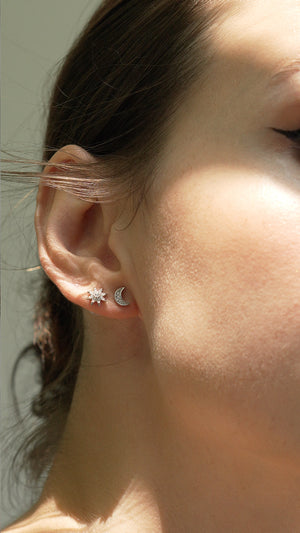 Comet Stud White Gold Plated