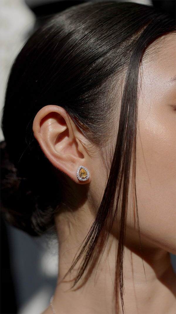 Emile Yellow Studs White Gold Plated