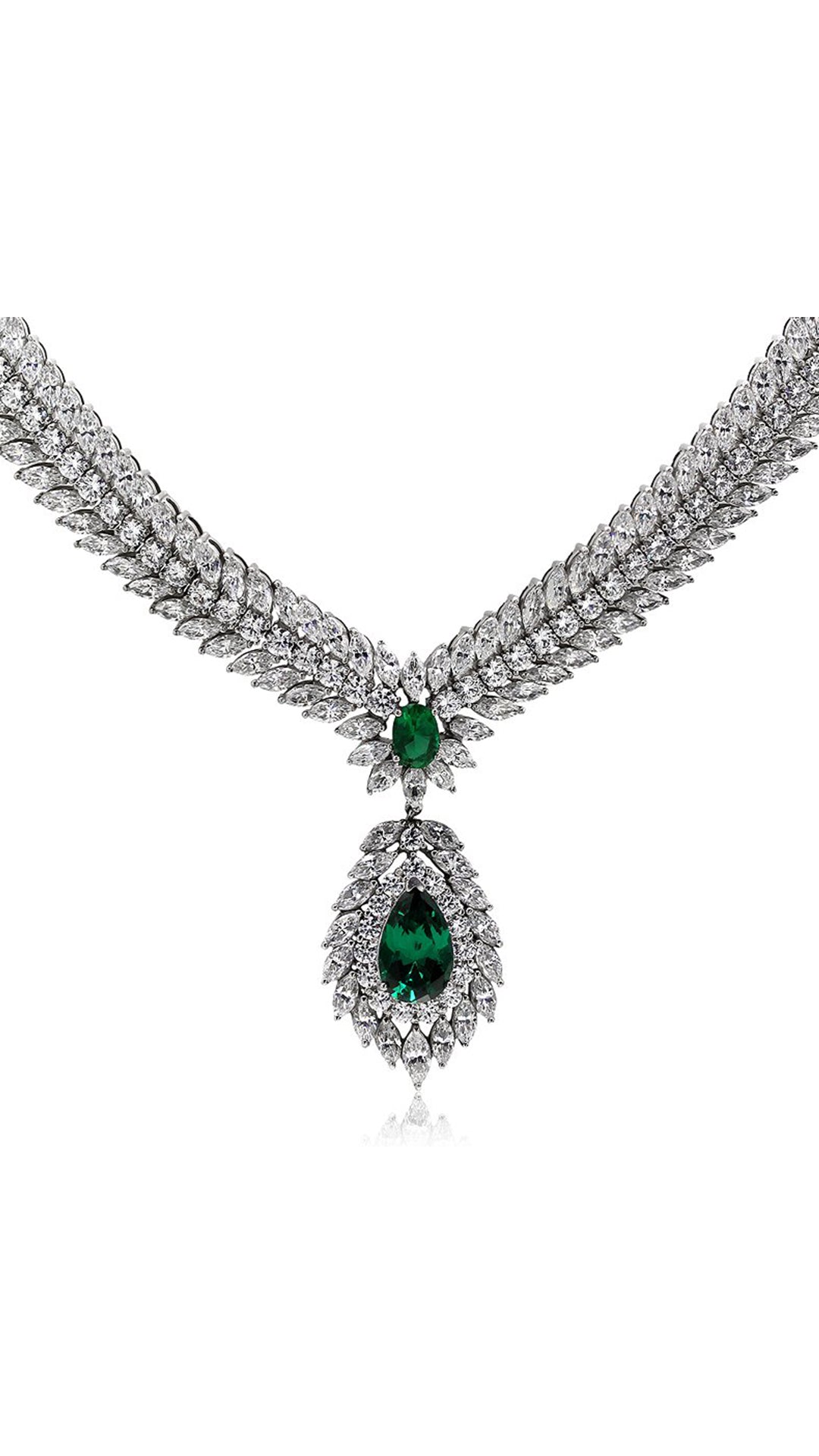 Evergreen Grand Necklace White Gold Plated