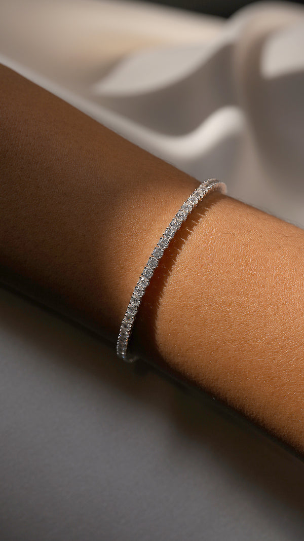 Francine sterling silver tennis bracelet for women.