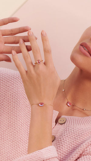Lab-grown paparadascha pink stone gold jewellery collection for women from the sugardrop collection