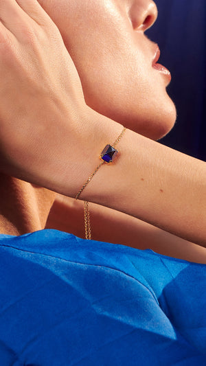 Lab-grown sapphire stone gold slider bracelet for women from the sugardrop collection