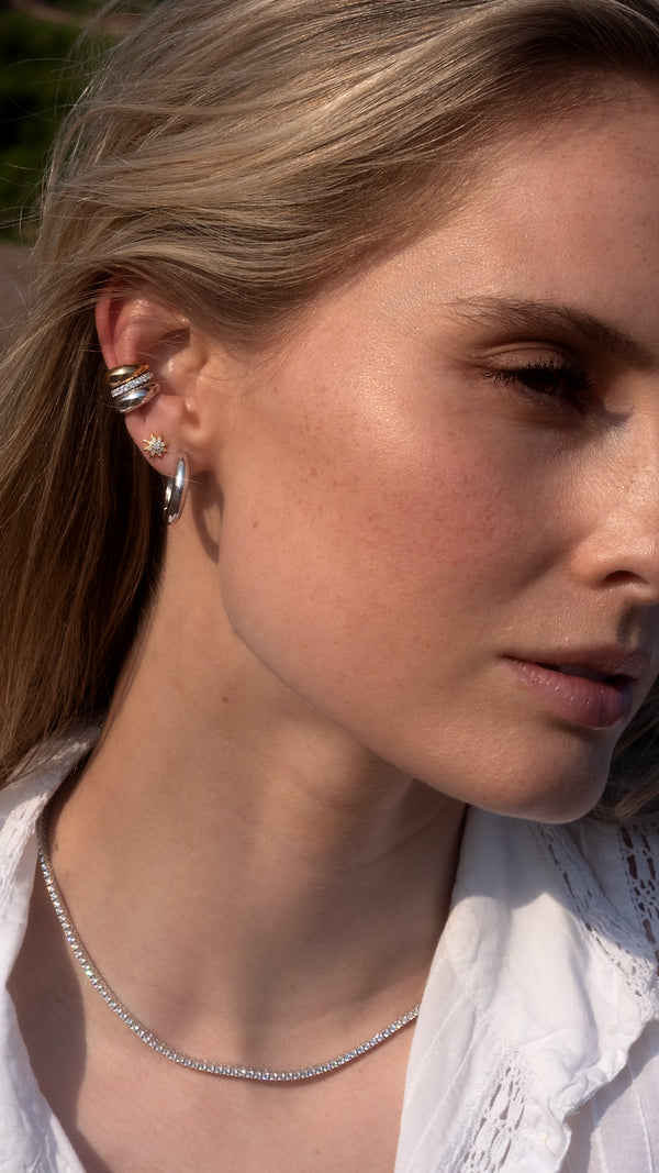 Haley Hoop Earrings Large Sterling Silver