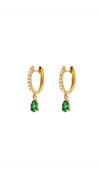 Leni Emerald Green Hoop Earrings Gold Vermeil