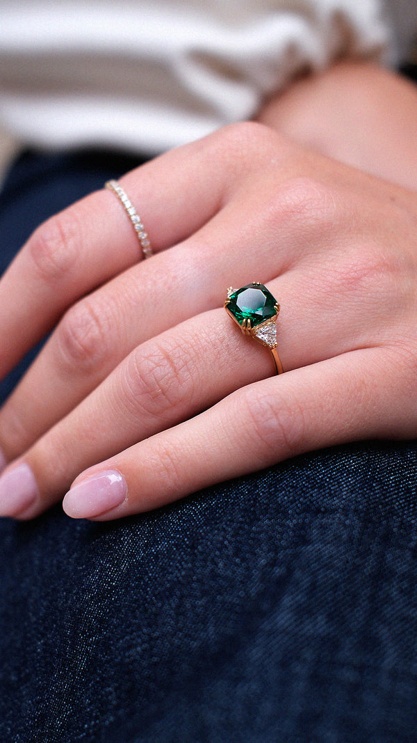 Leyton Ring Emerald Gold Vermeil