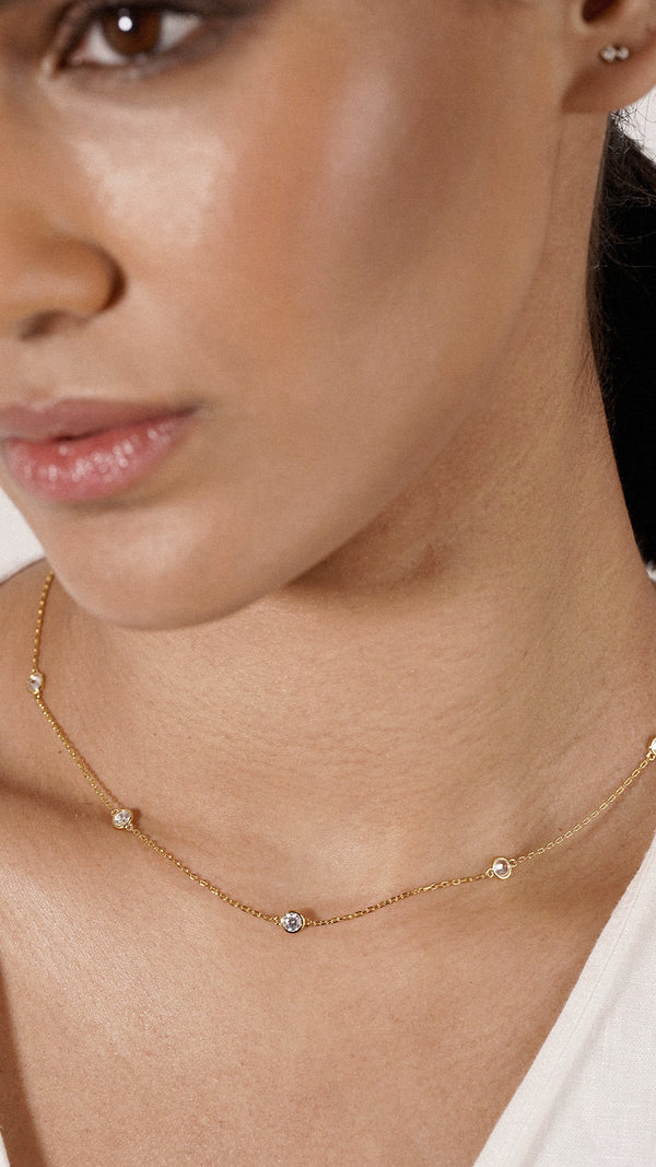 Petra gold vermeil station necklace with sparkling stones - CARAT* LONDON