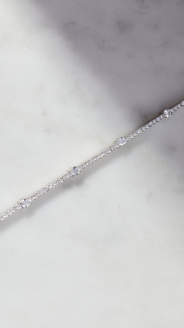 Phoebe tennis necklace white gold diamond style with adjustable sizing- CARAT* LONDON