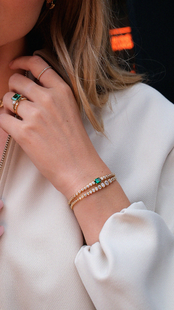 Quentin Emerald Green Bracelet Gold Vermeil