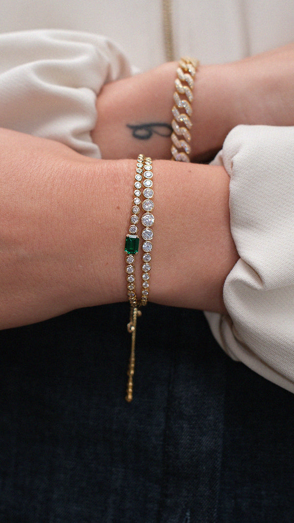 Quentin Emerald Green Bracelet Gold Vermeil