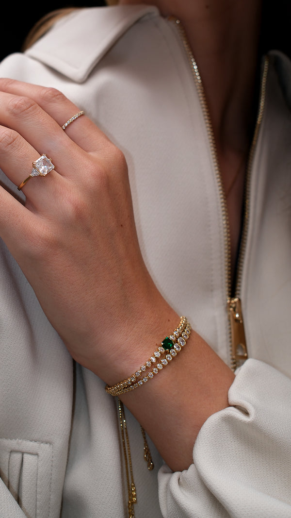 Quentin Emerald Green Bracelet Gold Vermeil