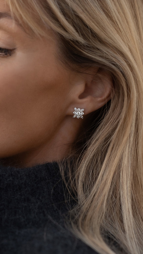 Snowflower Sterling Silver Stud Earrings by CARAT* LONDON – CARAT