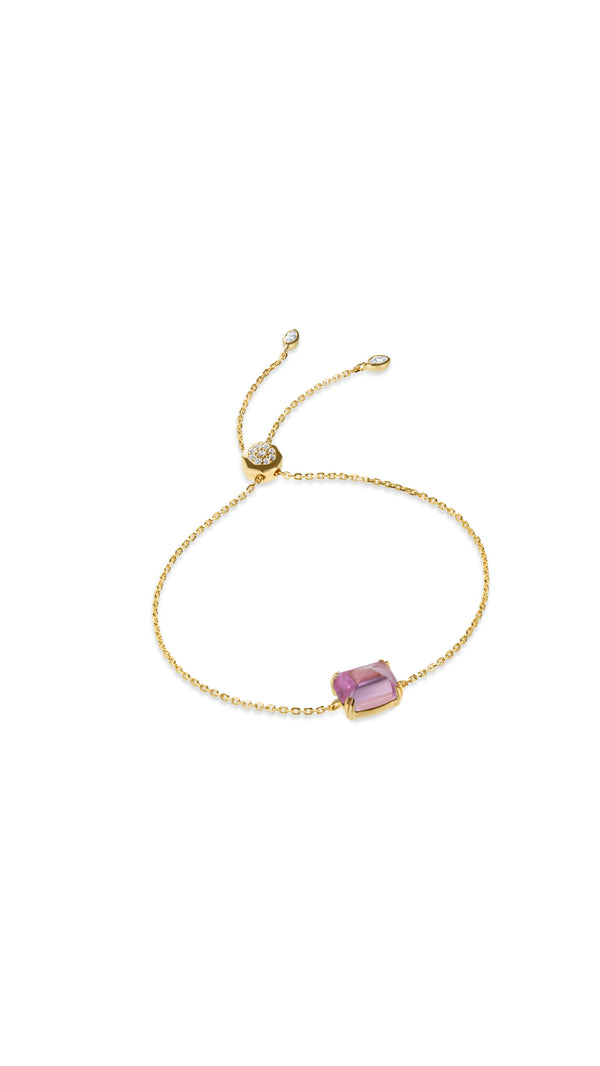 Gold vermeil slider bracelet for women featuring a recycled stone in paparadascha from the Sugardrop collection.