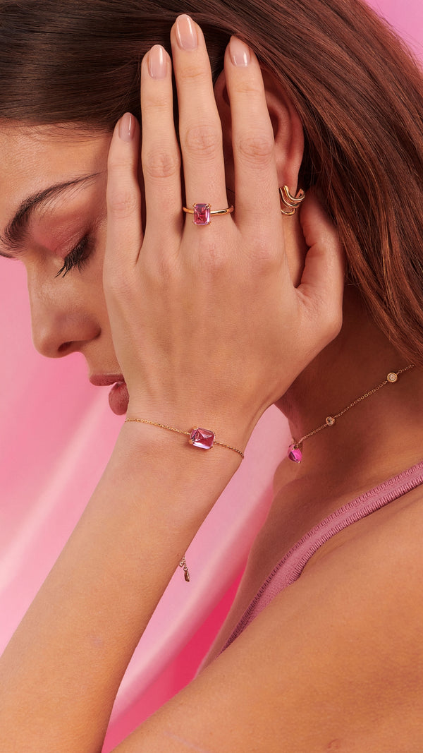Sugarloaf light pink recycled stone gold jewellery collection for women from the sugardrop collection