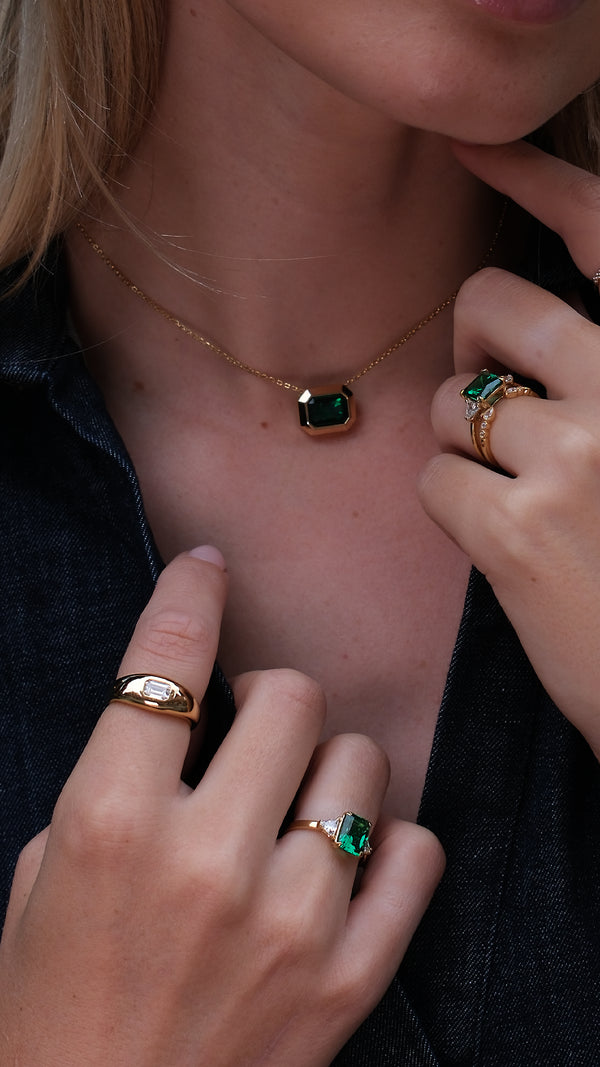 Alma Ring Emerald Gold Vermeil