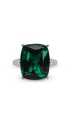 Tatum Emerald Cocktail Ring White Gold Plated