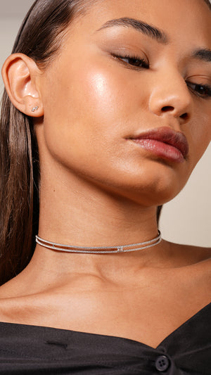 Thela Choker Necklace White Gold Plated