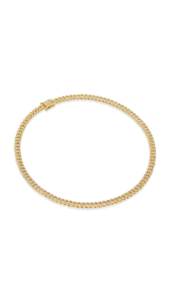 Vida small cuban chain gold necklace with pavé detailing on a white background