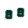 9K White Gold Stud Earrings - Emerald green