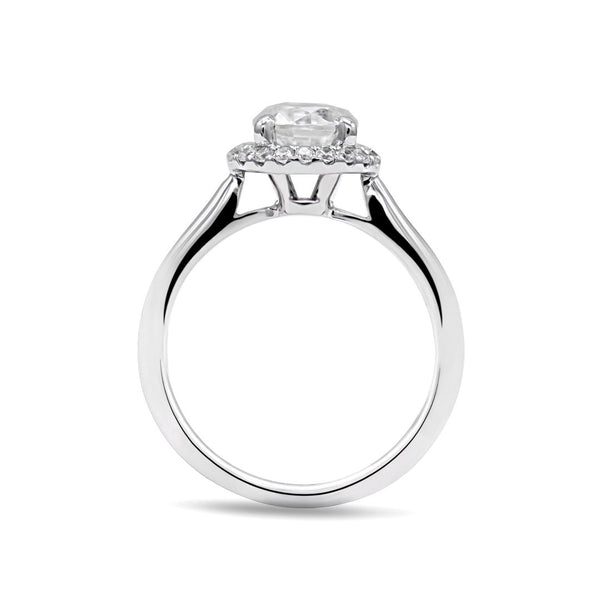 White gold engagement ring with lab grown diamonds