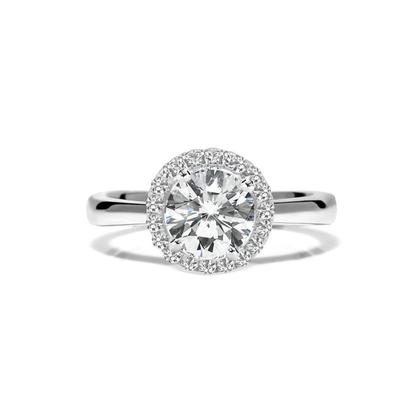 Lab diamond ring with halo of smaller diamonds for extra sparkle