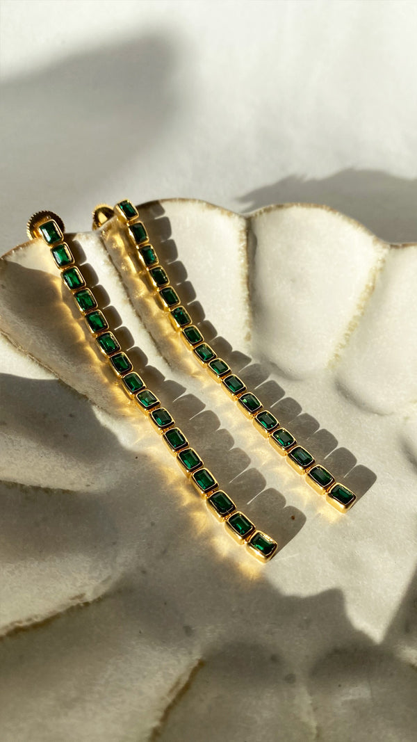 Cassidy Emerald Green Earrings Gold Vermeil