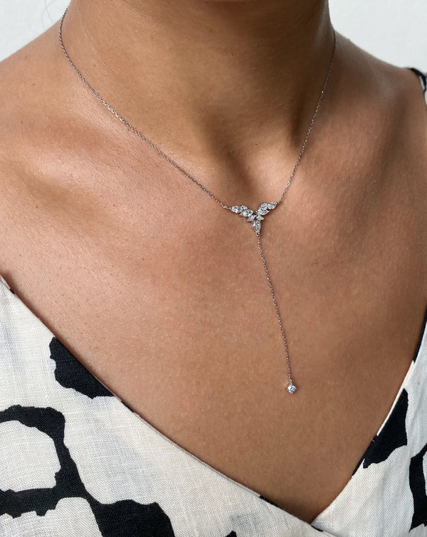 Fleur Diamond Necklace 9K White Gold
