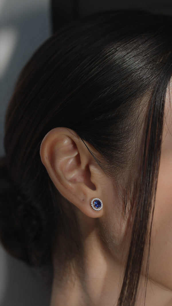Gwen Sapphire Stud Earrings Sterling Silver