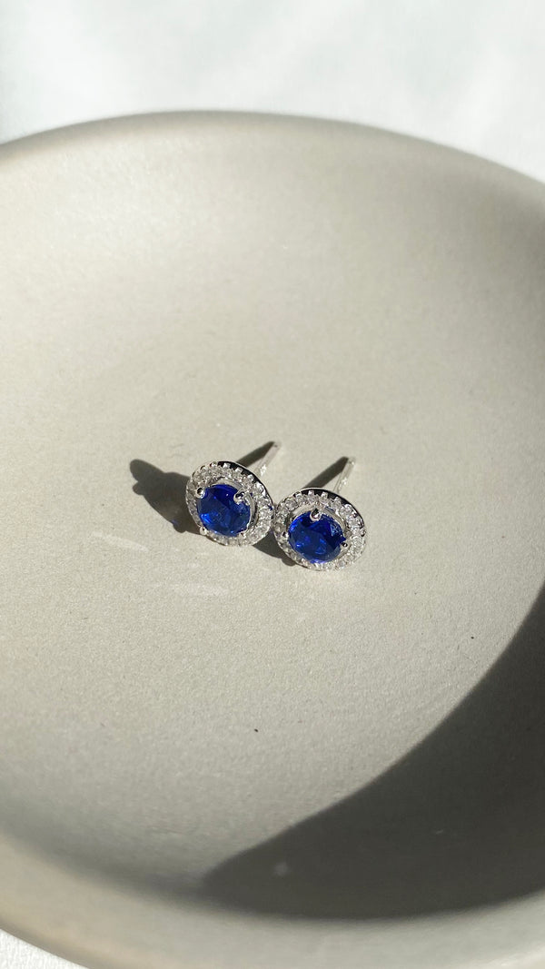 Gwen Sapphire Stud Earrings Sterling Silver