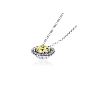 Gwen Light Yellow Necklace White Gold Plated
