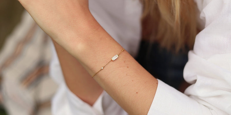 Linden baguette cut bracelet for women in gold vermeil