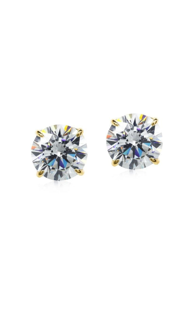Pair of diamond style 1ct stud earrings on a white background