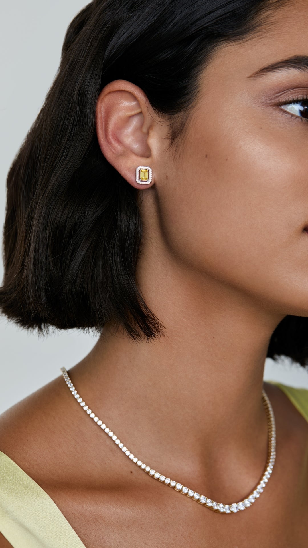 Eton Yellow Stud Earrings Sterling Silver