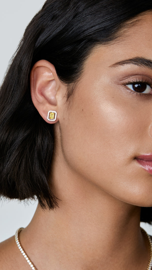 Eton Yellow Stud Earrings Sterling Silver