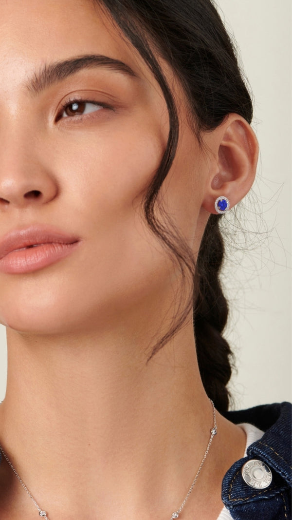 Gwen Sapphire Stud Earrings Sterling Silver