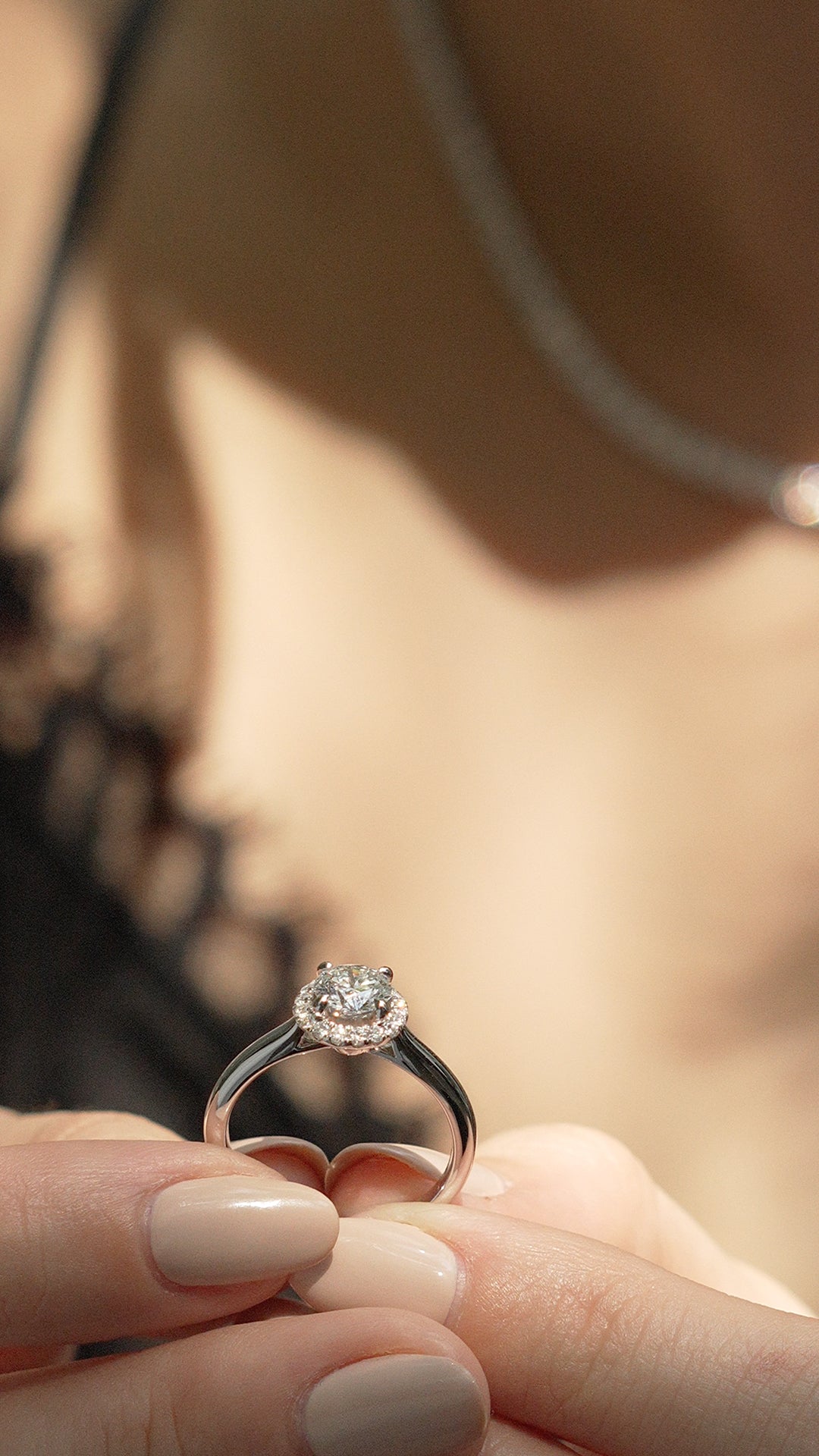 Elegant 18K white gold lab grown diamond engagement ring