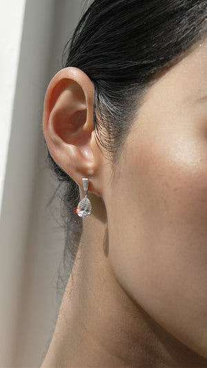 Alison Baguette Pear Drop Earrings 9K White Gold