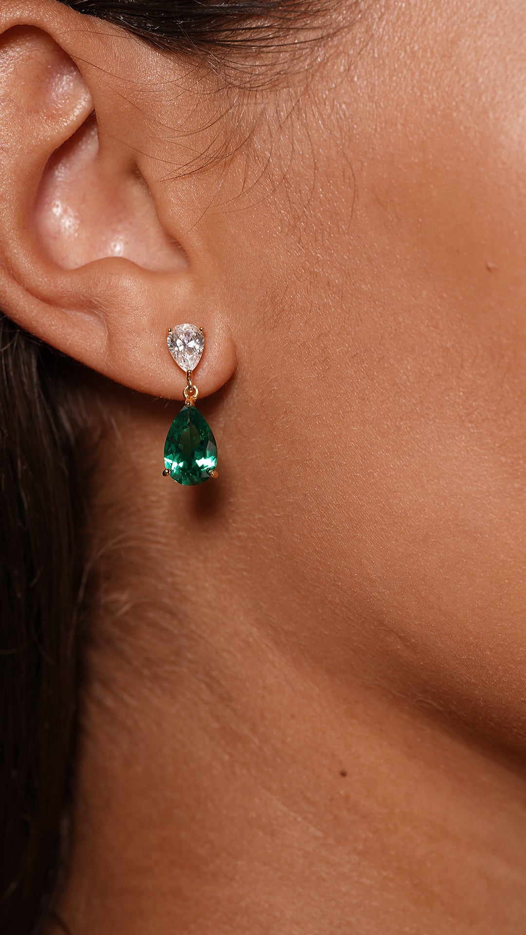 Arabella Emerald Earrings 18K Gold Vermeil
