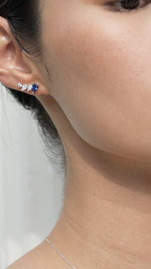 Abigail Sapphire Studs White Gold Plated