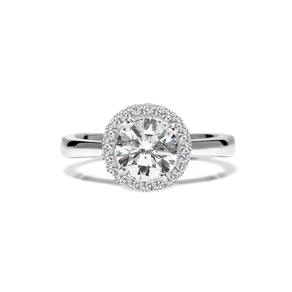 Ada Ring 18K White Gold with 0.44 carat Round diamond Ideal cut E color VVS2 clarity