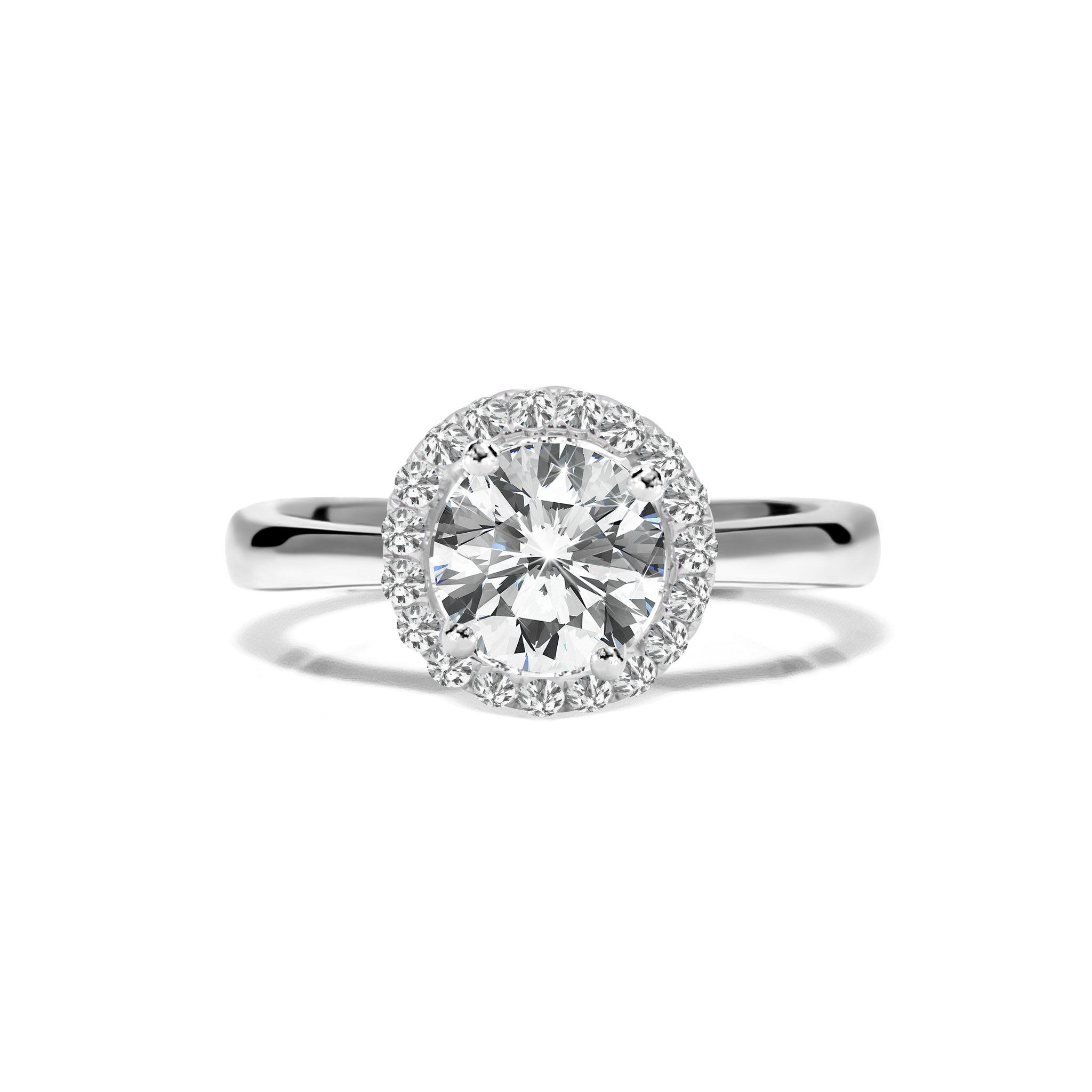 Ada Ring 18K White Gold with 0.90 carat Round diamond Excellent cut D color VVS2 clarity