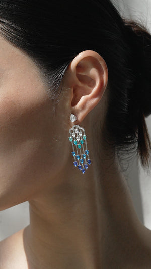Alba Chandeliers Sapphire Rain Silver